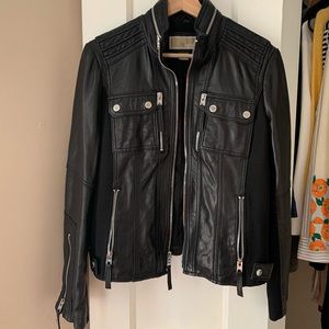 MICHAEL KORS Black Leather Jacker Size S